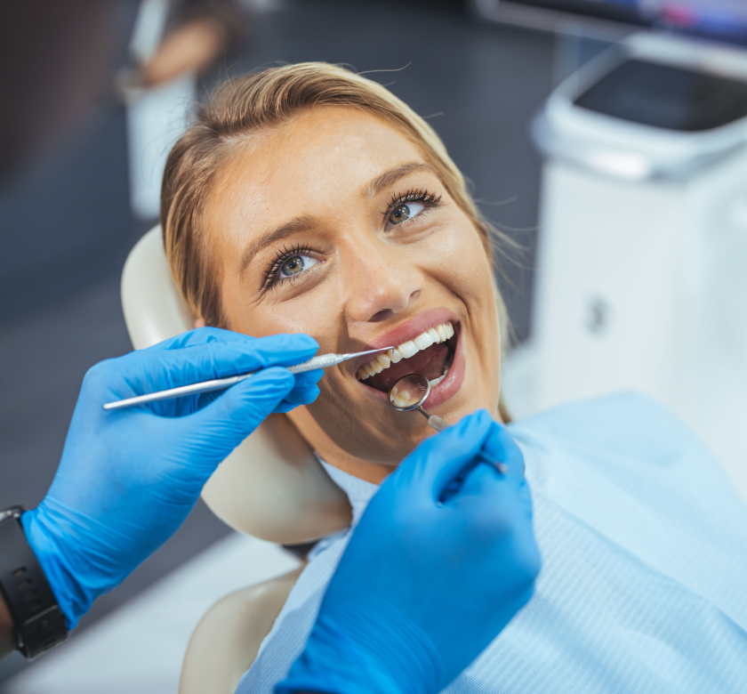 lady at dentist getting hygiene care