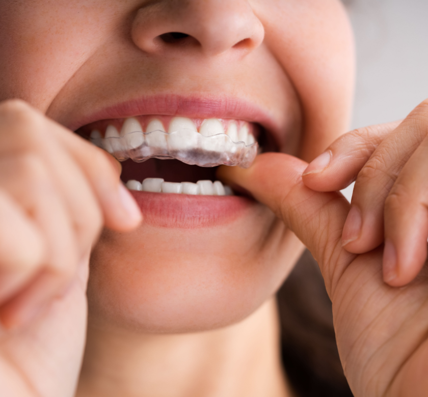 dental patient showing her night guards